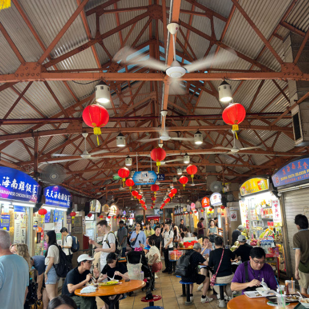 Hawker stalls at Maxwell Food Centre in Chinatown