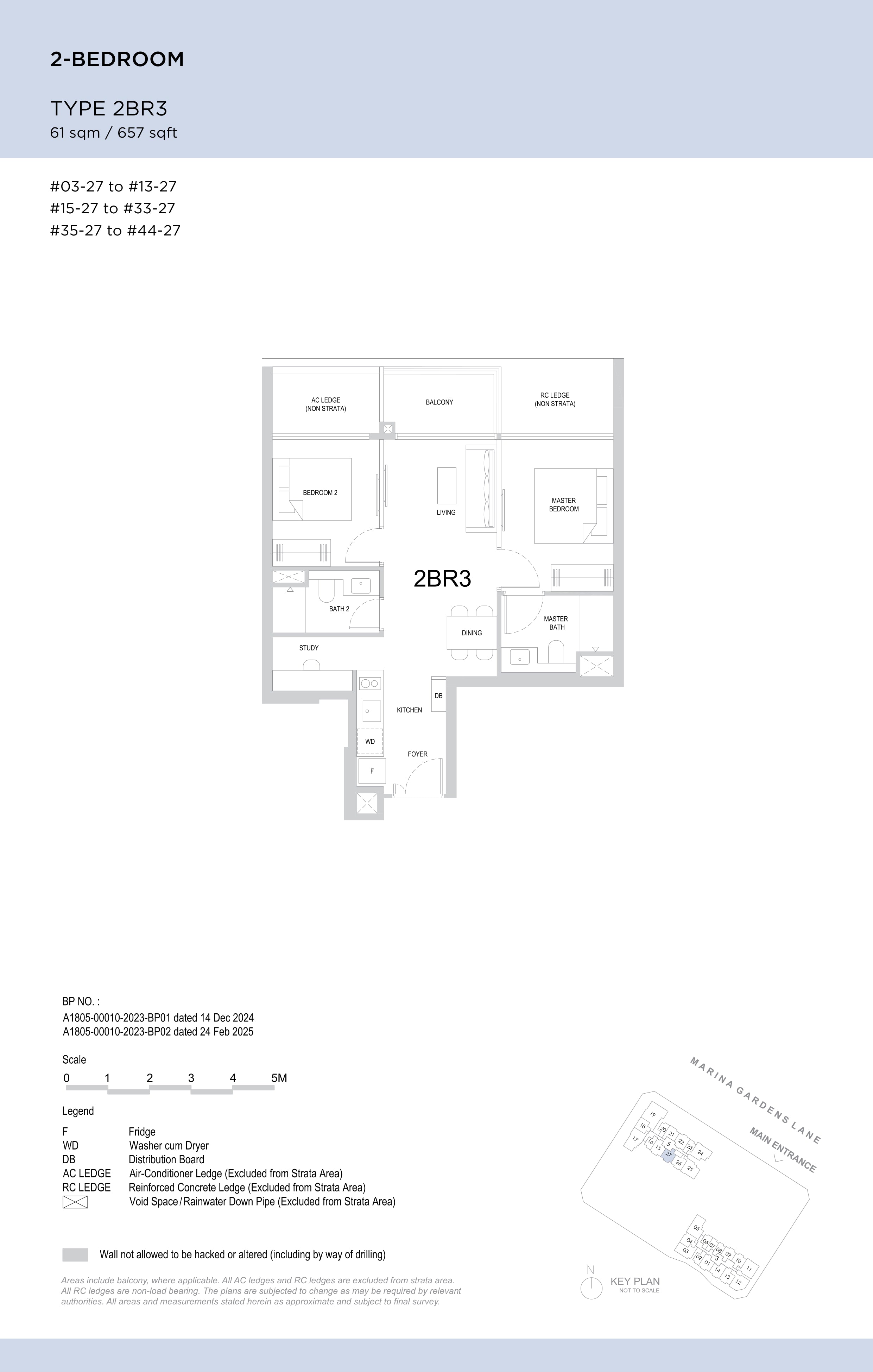 One Marina Gardens 2 Bedroom floor plan, Type 2BR3