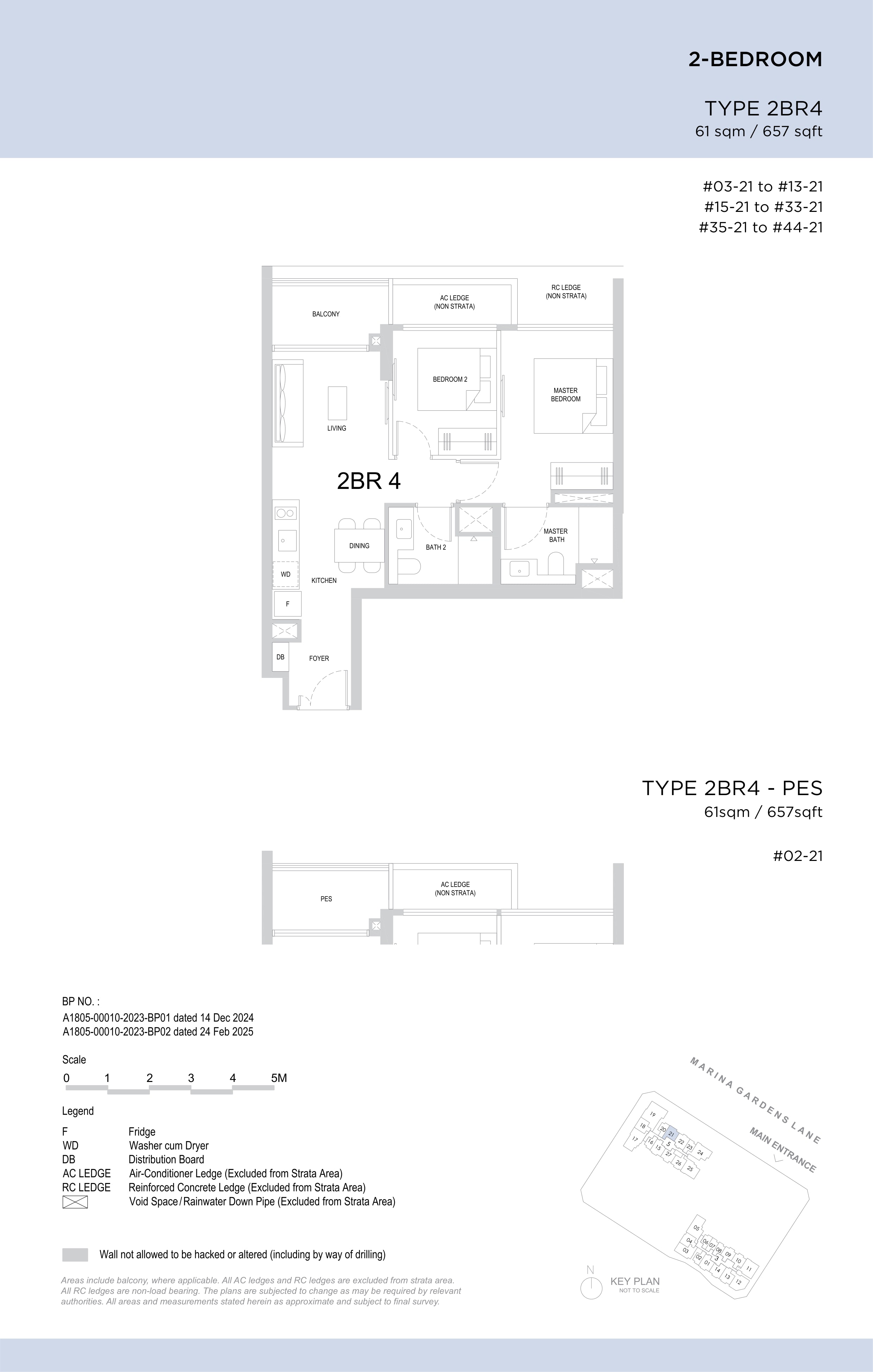 One Marina Gardens 2 Bedroom floor plan, Type 2BR4