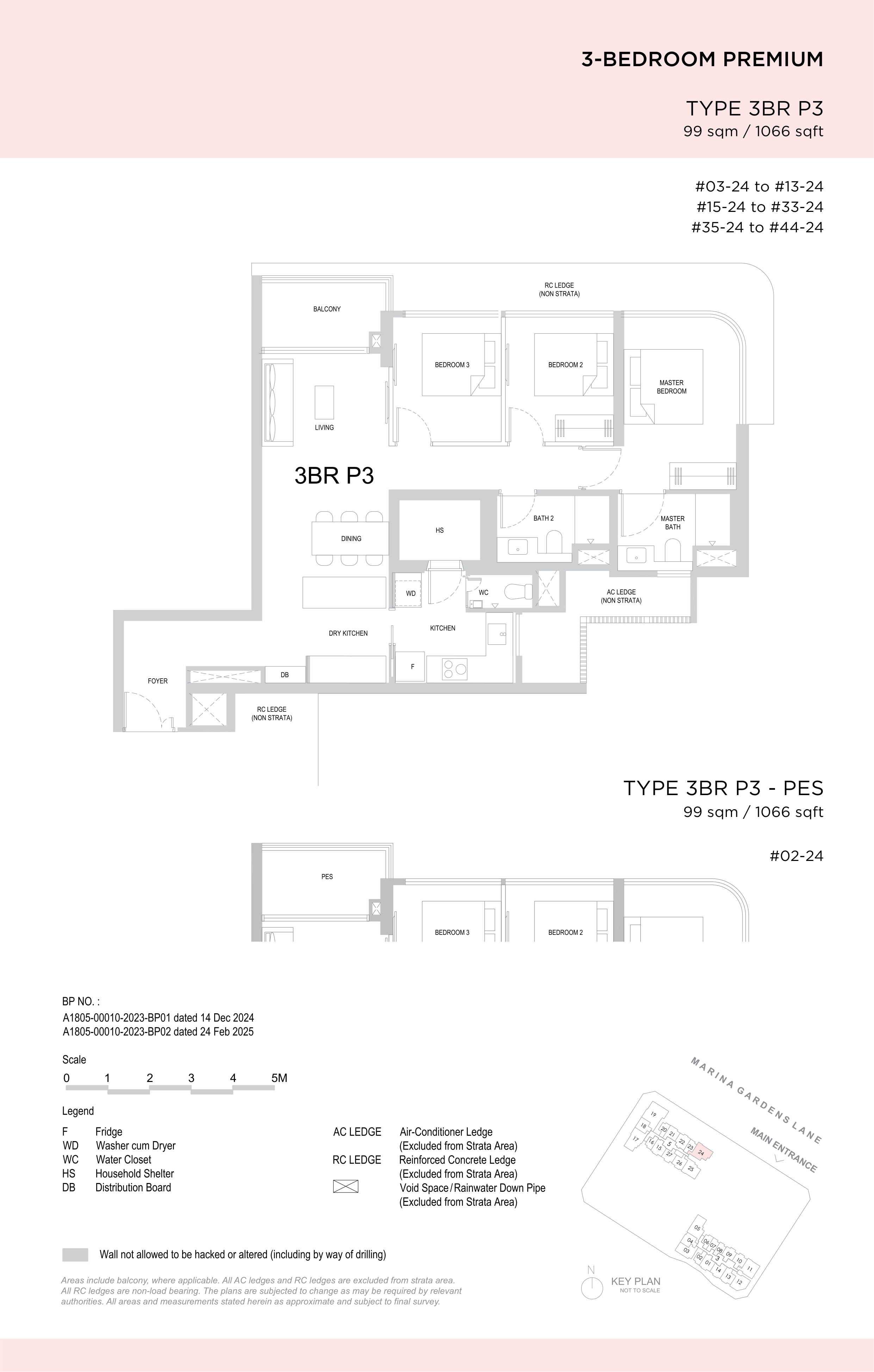 One Marina Gardens 3 Bedroom Premium floor plan, Type 3BP3