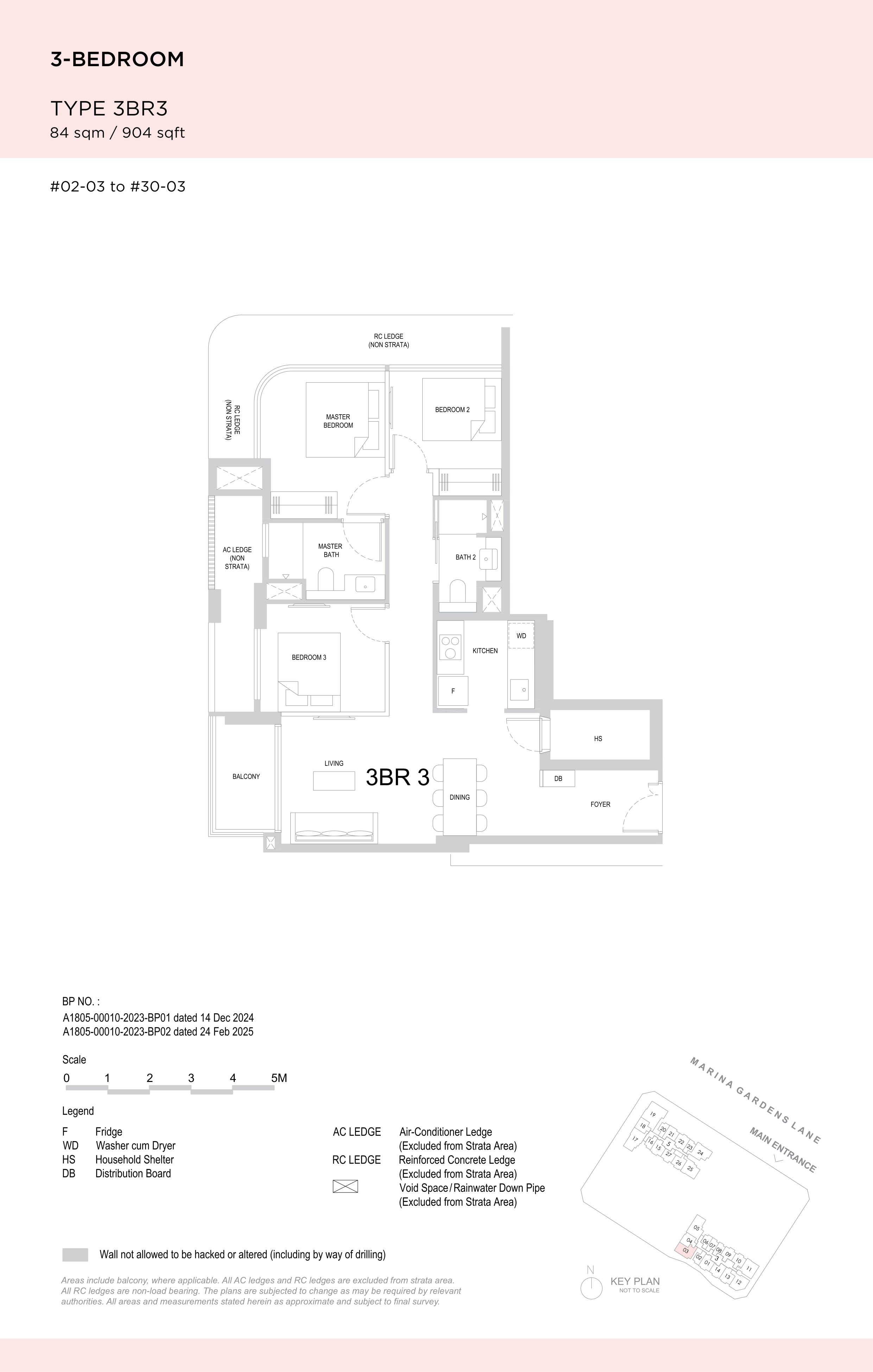 One Marina Gardens 3 Bedroom floor plan, Type 3B3