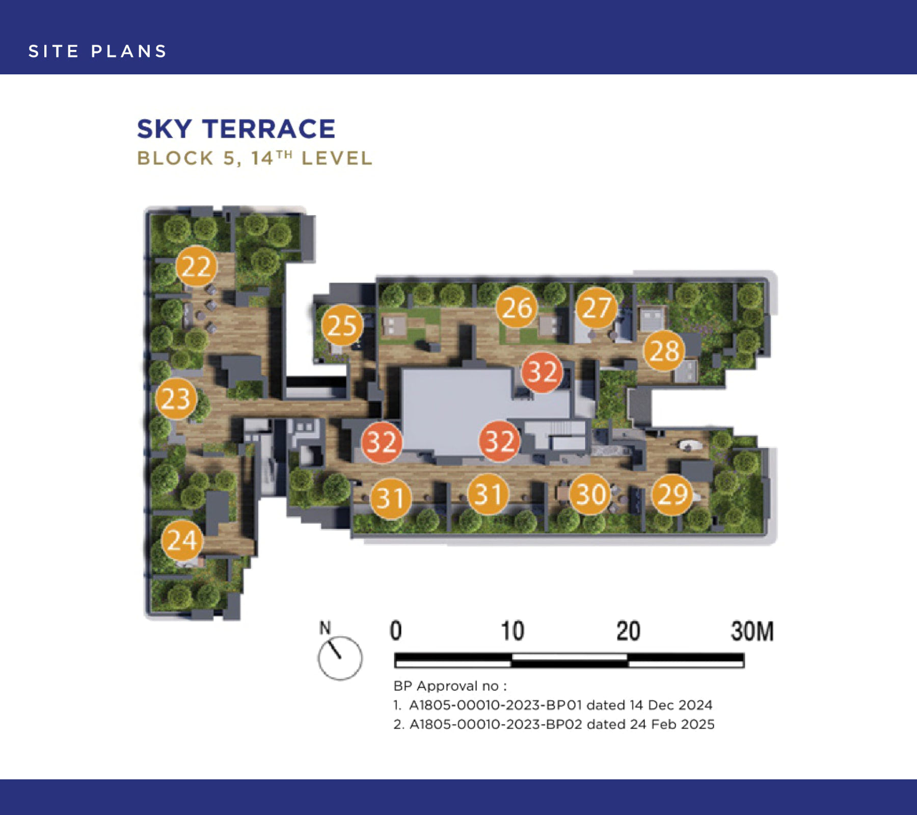 One Marina Gardens site plan, Sky Terrace on the 14th Level