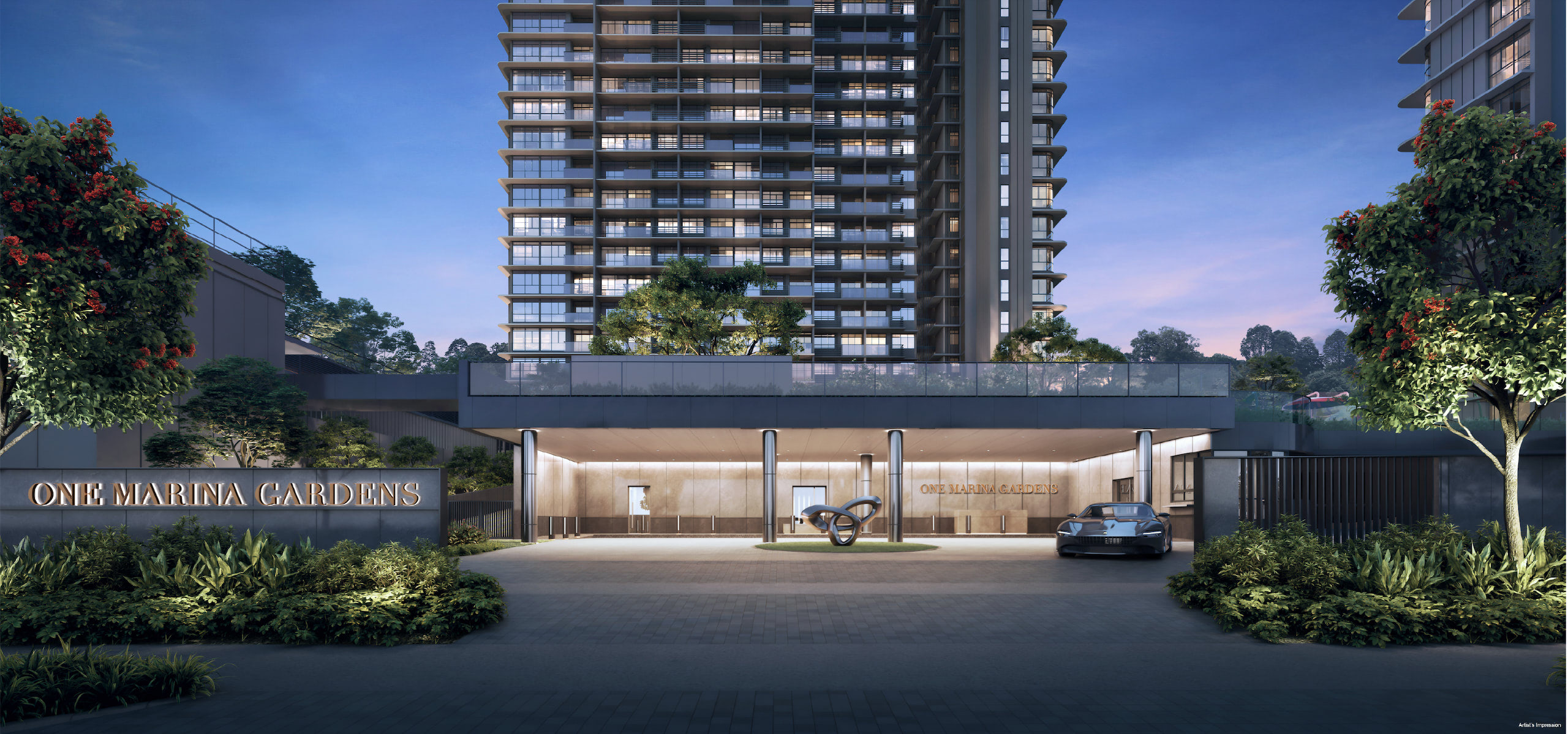 The grand entrance at One Marina Gardens — artist's impression