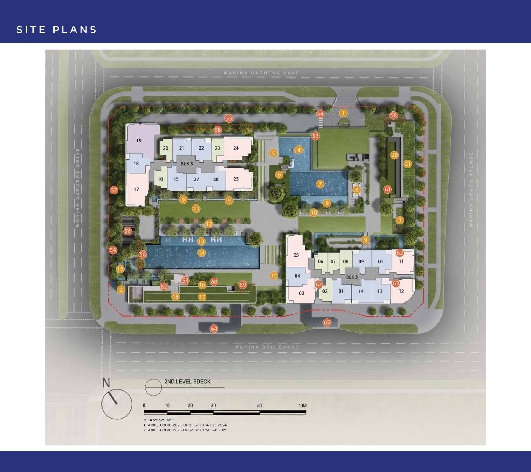 One Marina Gardens site plan, Landscape Deck on the 2nd Level